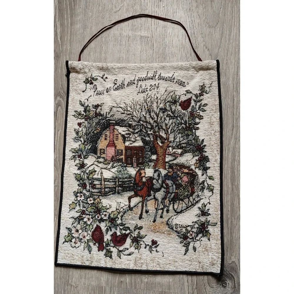 Luke 2:14 Tapestry Bannerette‎ 13x18 The Manual Woodwork and Weavers *READ*